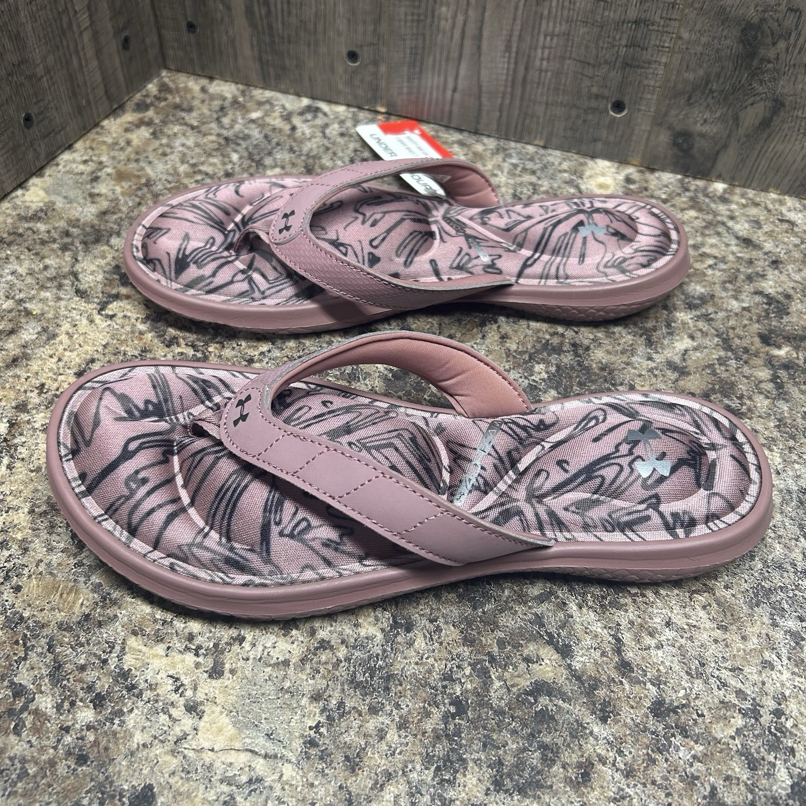 NEW NWT Under Armour Marbella VII Trace Pink Flip Flop Sandals Womens 7