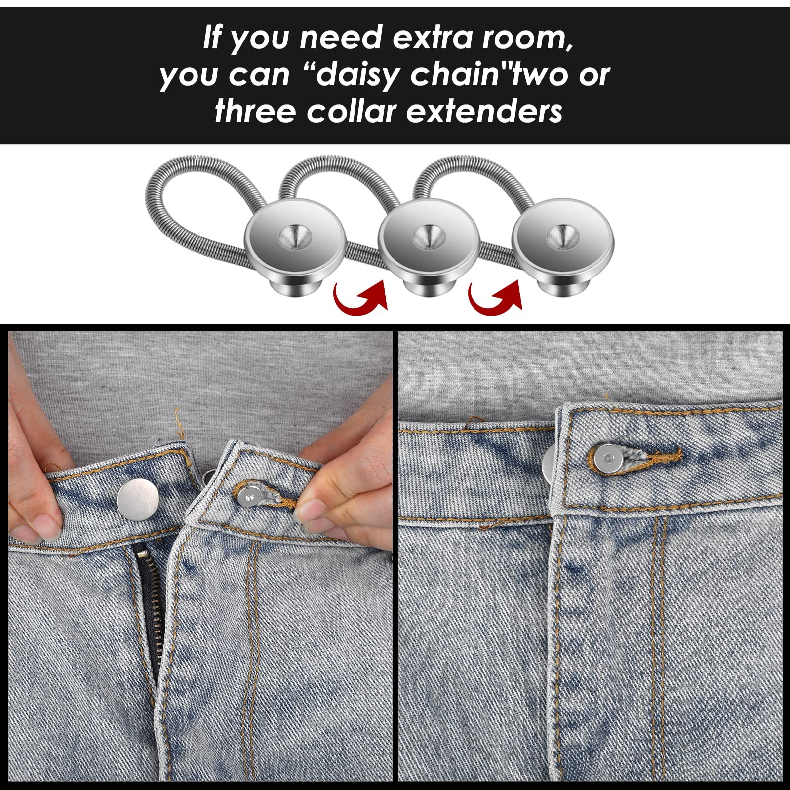 Collar Extenders for Mens Shirts,9Pcs Neck Button Black, Silver, White