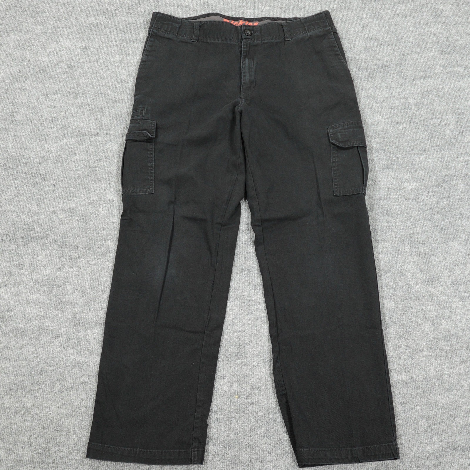 Dickies Cargo Pants Mens 36×32 Black Flexible Durable Straight Leg Workwear A2