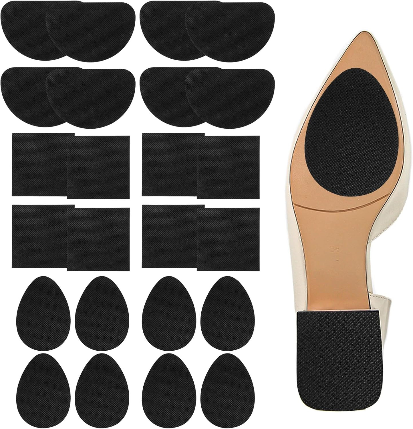 24 Pcs Non-Slip Shoe Pads Self Adhesive Sole Protector Heel Grips Black