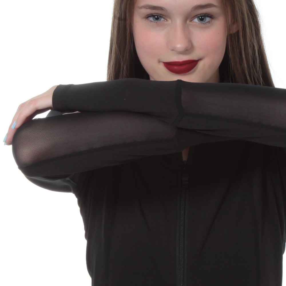 Full Zip Activewear Mesh Panel Jacket For Women