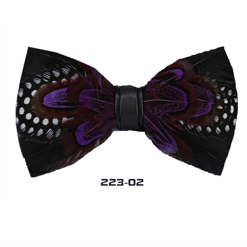 Men Feather Luxury Bowtie 4.7*2.36in Black Gold Floral Wedding Groom Party Wear