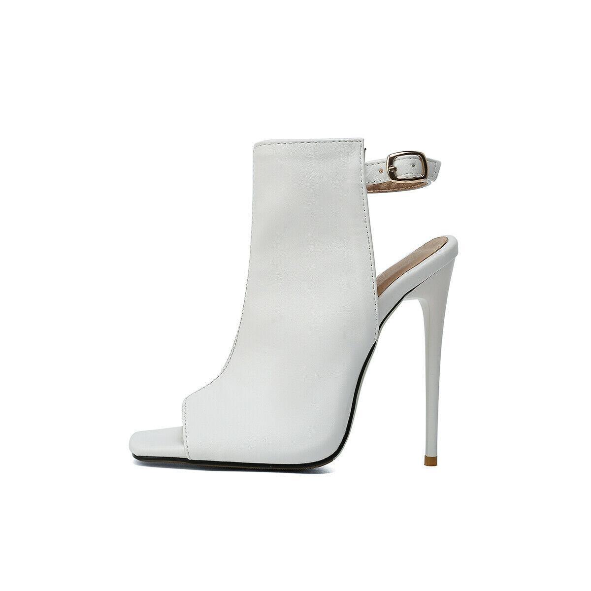 Sexy Women Peep Toe Pumps Shoes 12Cm Thin High Heels Pumps Buckle Size 5-16