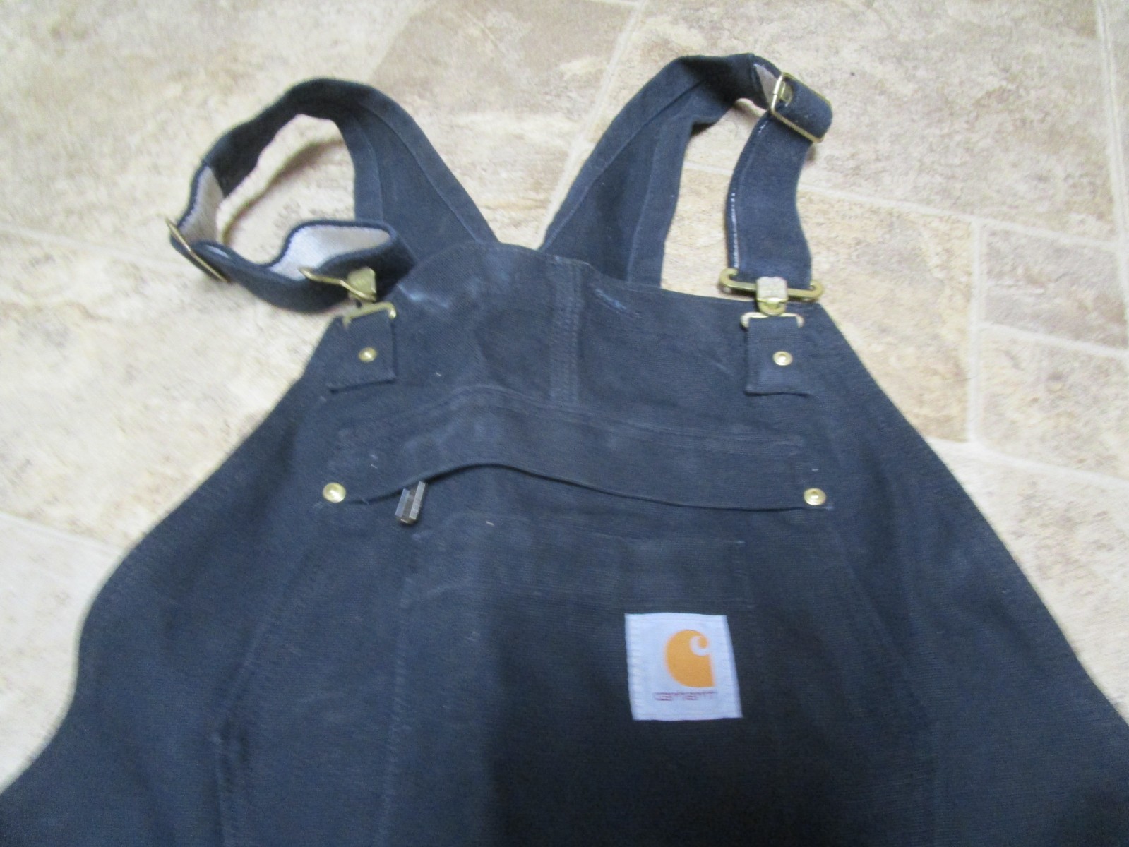 Carhartt bibs black used 104393 size Medium