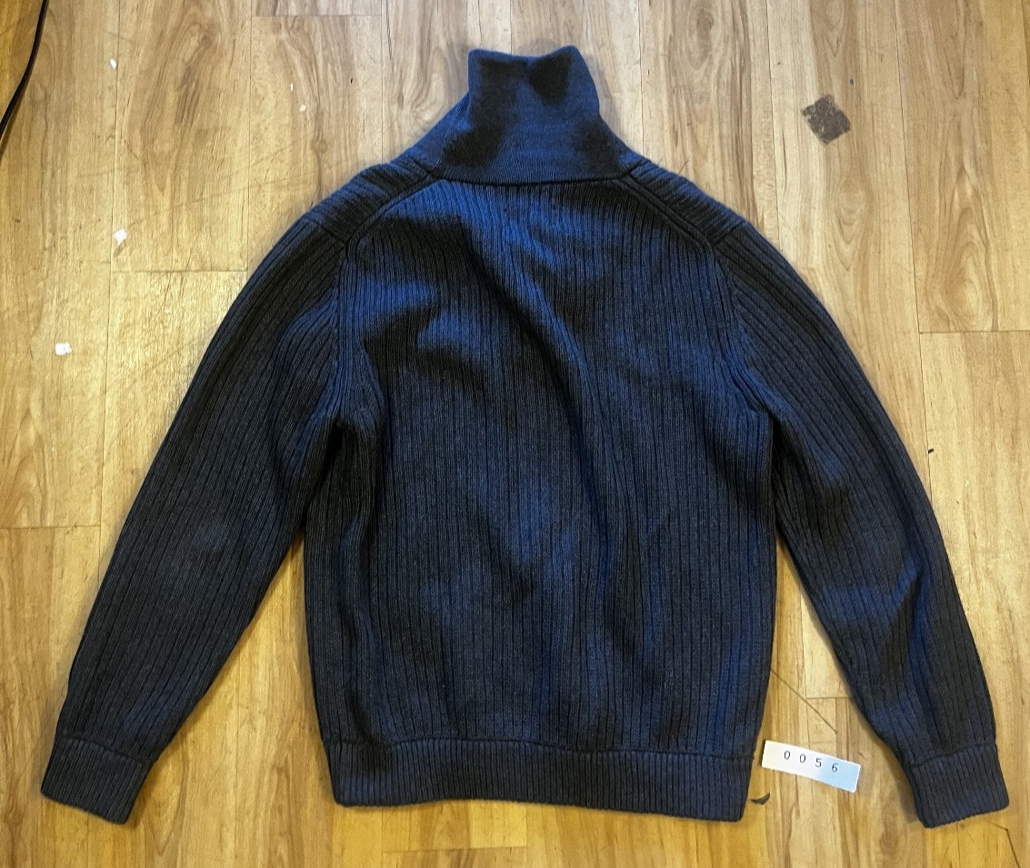 Duluth Trading Co Sweater Men L Blue Wool Blend Brigadier Shawl Collar Fisherman