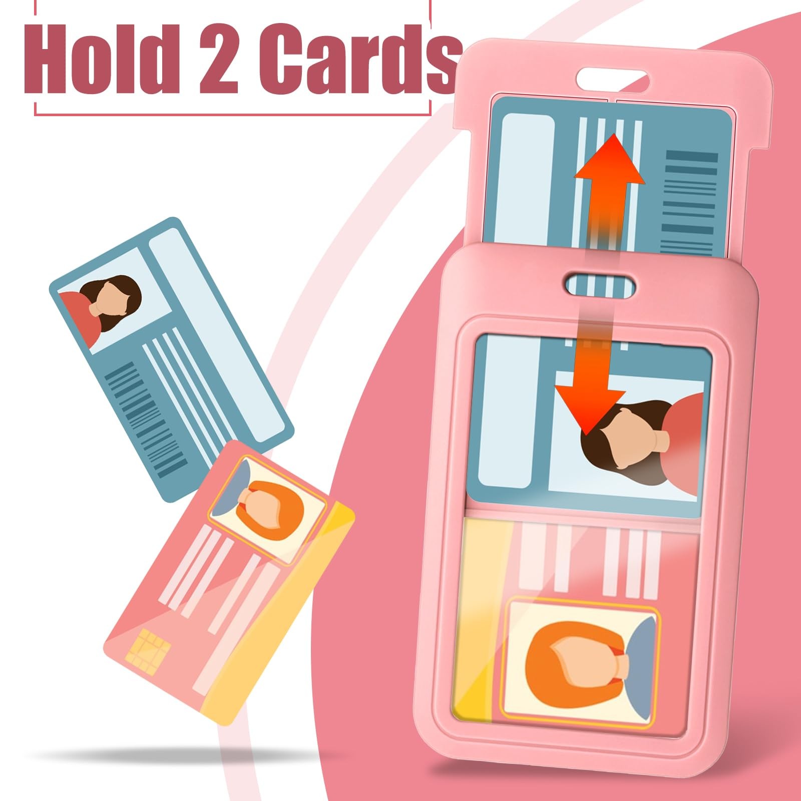 4 Pack Sliding ID Badge Holders Heavy Duty Hard Plastic Vertical Card Protectors