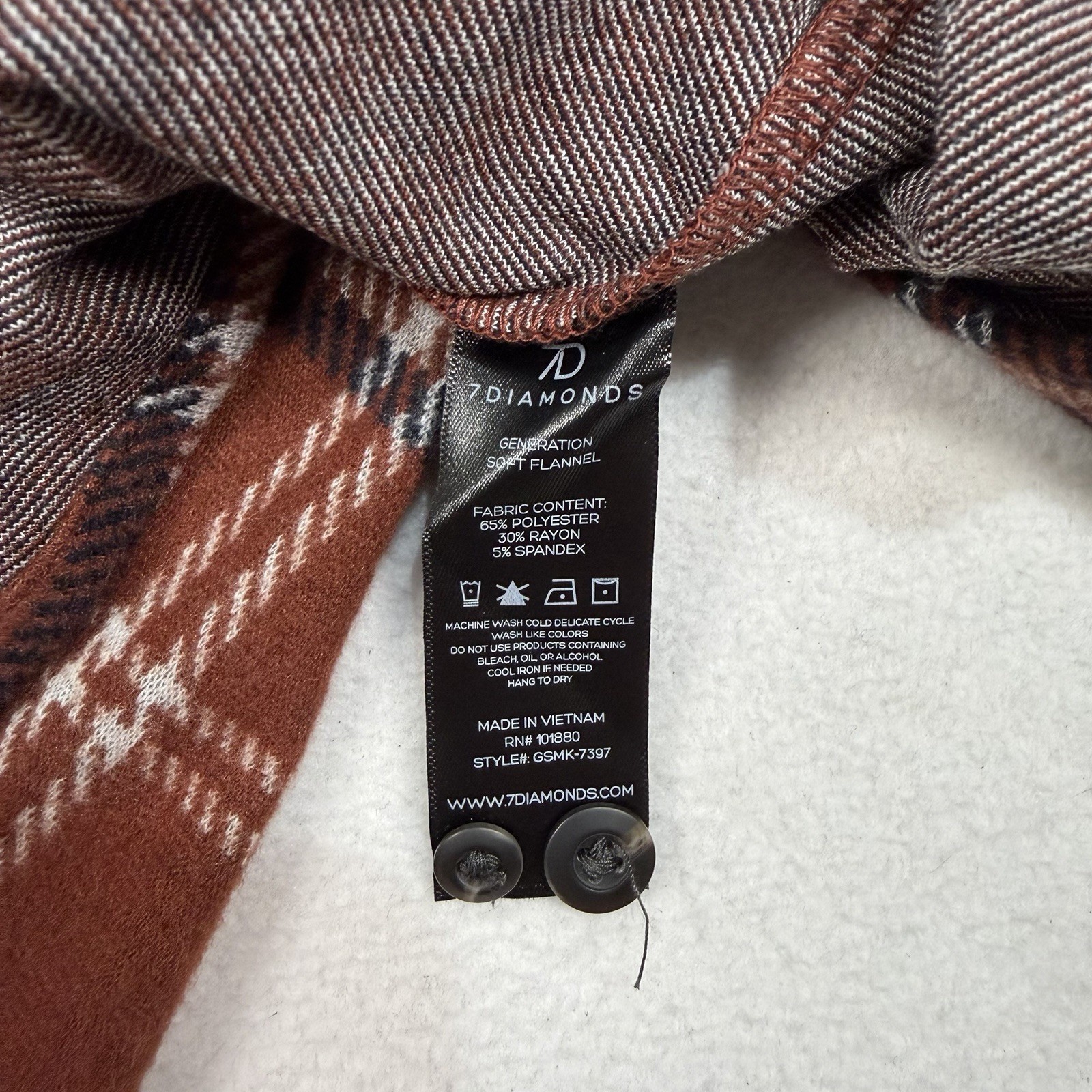 NWT 7 Diamonds Generation Soft Flannel Shirt Mens XXL Brown Plaid 4-Way Stretch
