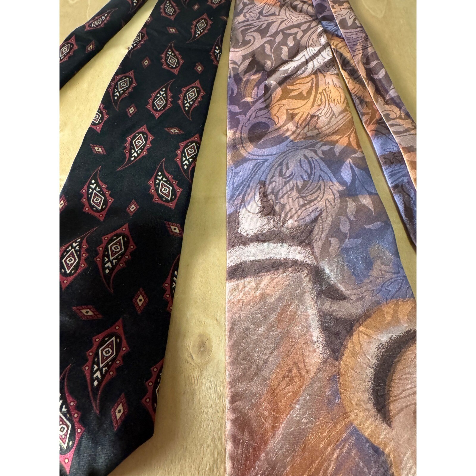 90s Love Story Neckties Bundle Silk Abstract Paisley Men’s Ties Set of 2 JFK Jr