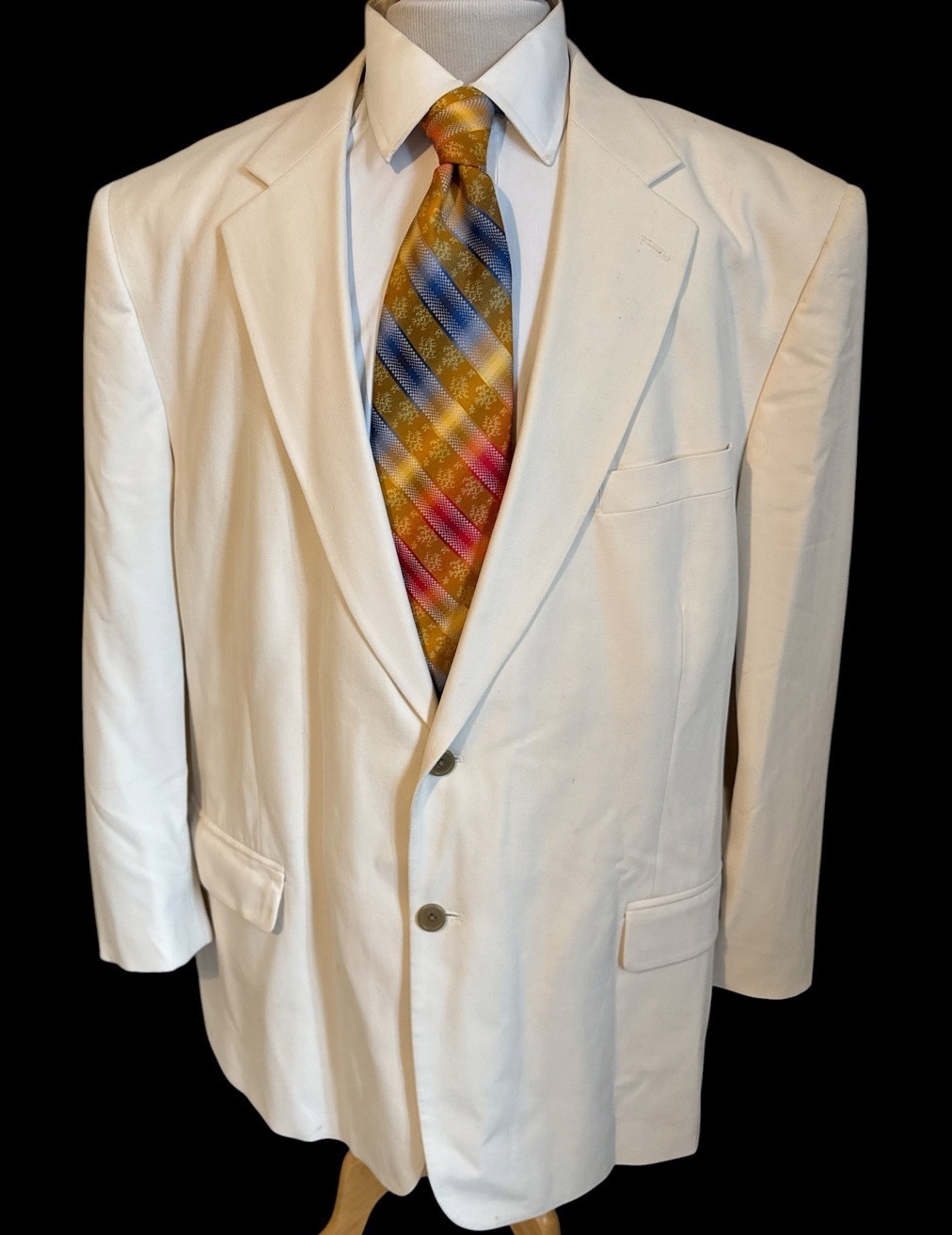 Stafford Cassidy Mens 48R Blazer Pure Washed Silk Cream Ivory Sport Coat Jacket