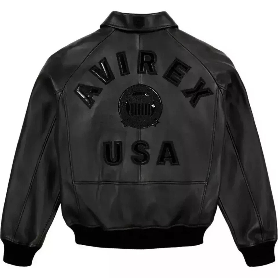 Avirex Men’s Real Leather Jacket Sheepskin Flight Bomber American Varsity Jacket