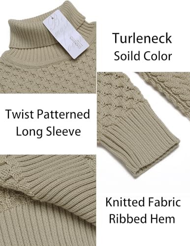 Coofandy Sweater Soft Solid Mens Slim Fit Turtleneck Casual Knitted Twisted