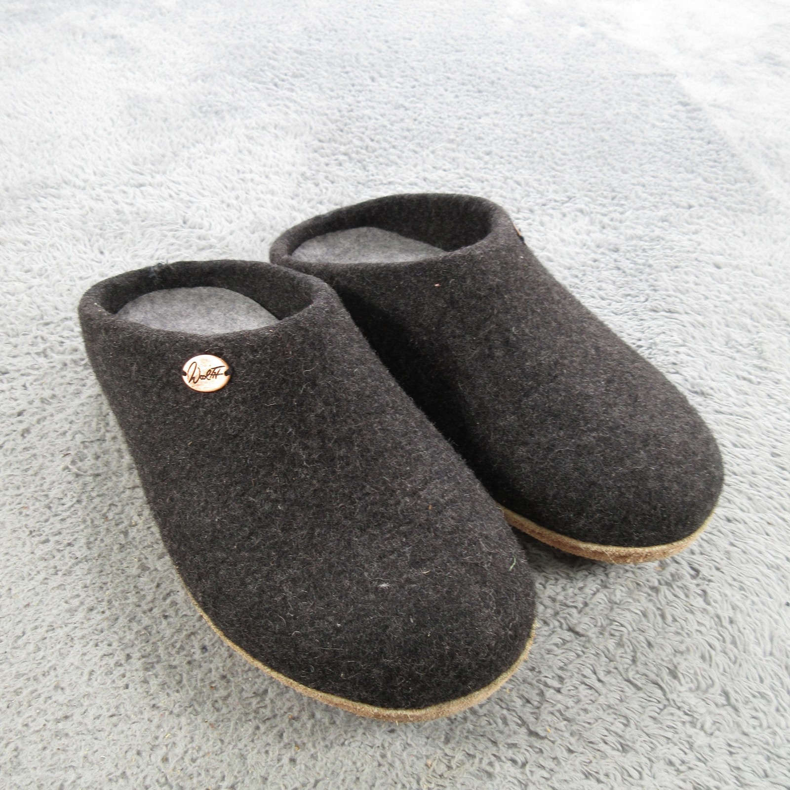 Woolfit Slippers Womens Size 8 Gray Wool Felt Clog Slip On House Shoes Comfort