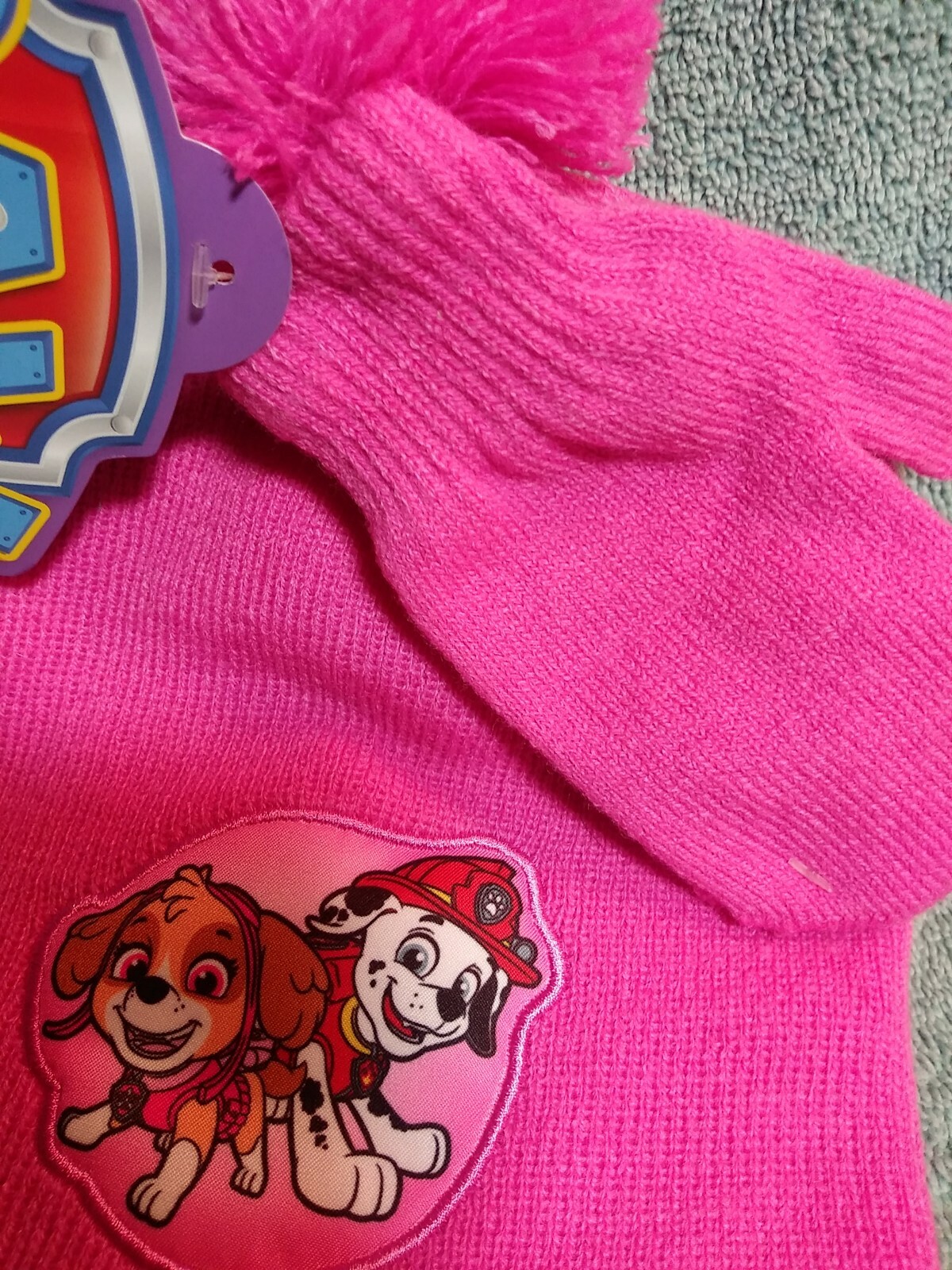 NICKELODEON KNIT HAT AND MITTEN SET HOT PINK ONE SIZE NEW Paw Patrol Small Kids