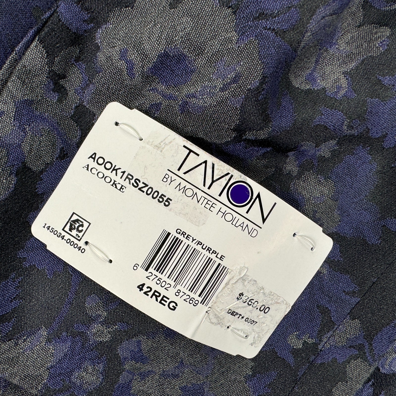 Tayion Collection Men’s Classic-Fit Floral Jacquard Dinner Jacket -Purple -42 R