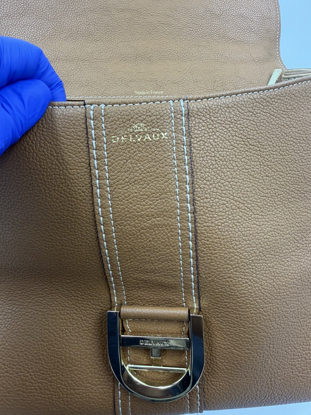 Delvaux Brillant Grained Calfskin lychee texture handbags Caramel medium