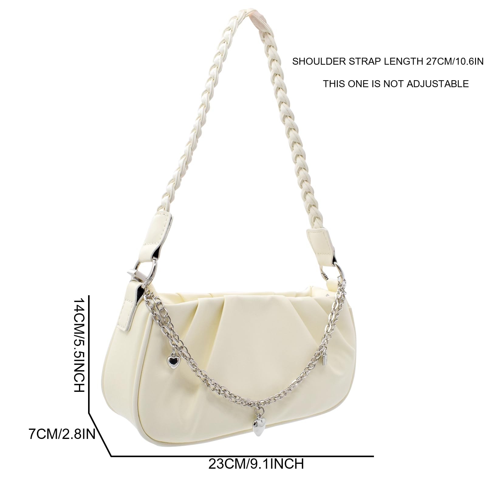 TeeYee 2 Replaceable Straps Cloud Shape Shoulder Y2K 9.1”Lx2.8”Wx5.5”H, Beige