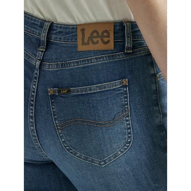 LEE – SIZE: 4 – Heritage High-Rise Fitted Flare Raw Hem Jeans With 33″ Inseam