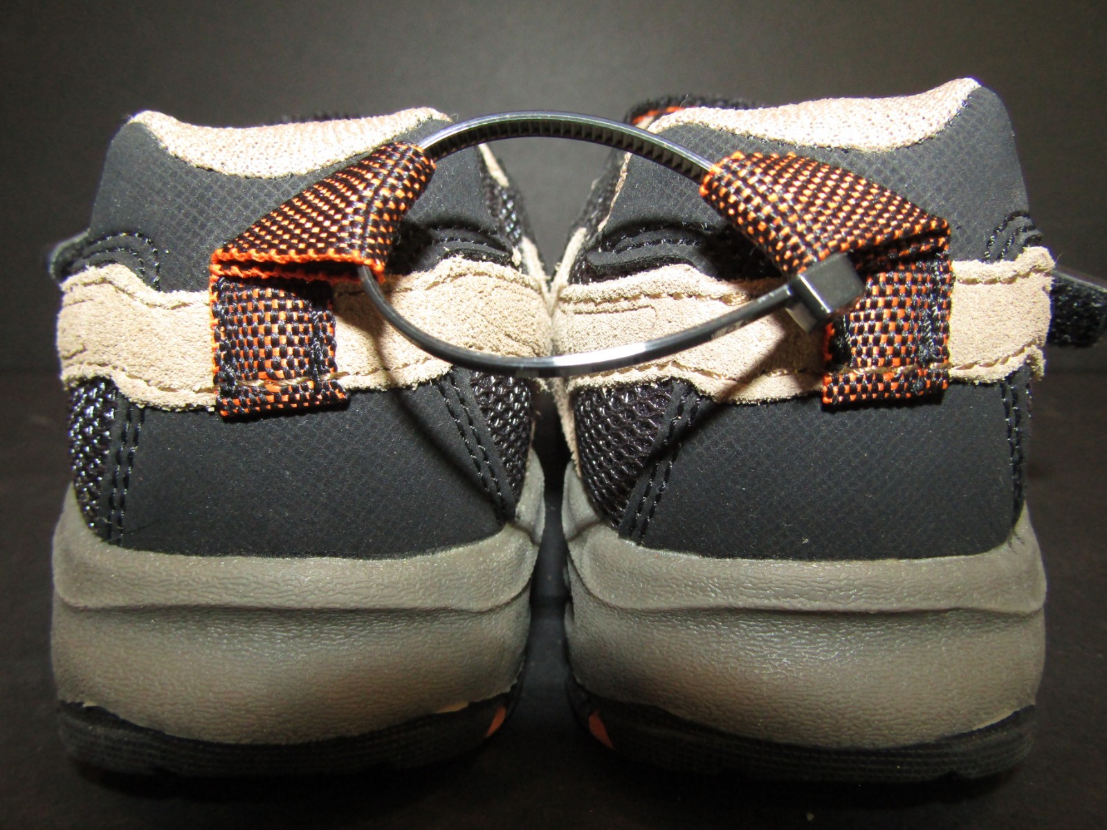 S SPORT GARGONS Boys Size 9 Tan, Black & Orange VELCO CLOSE Hiking SHOES