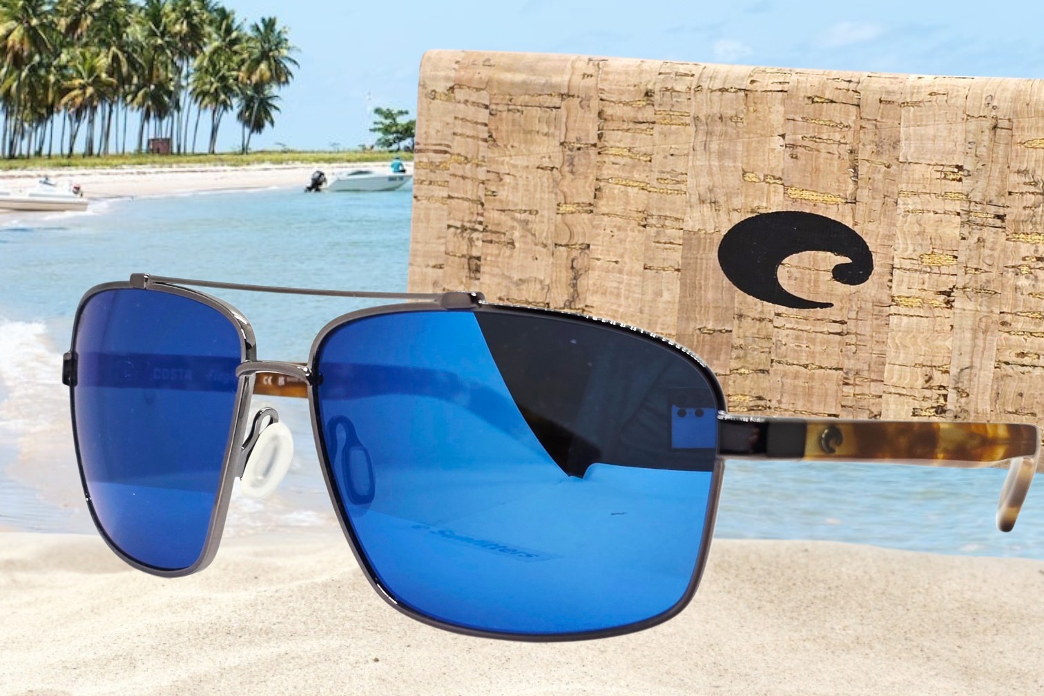 COSTA DEL MAR gunmetal/blue mirror FLAGLER polarized 580P sunglasses NEW IN BOX!