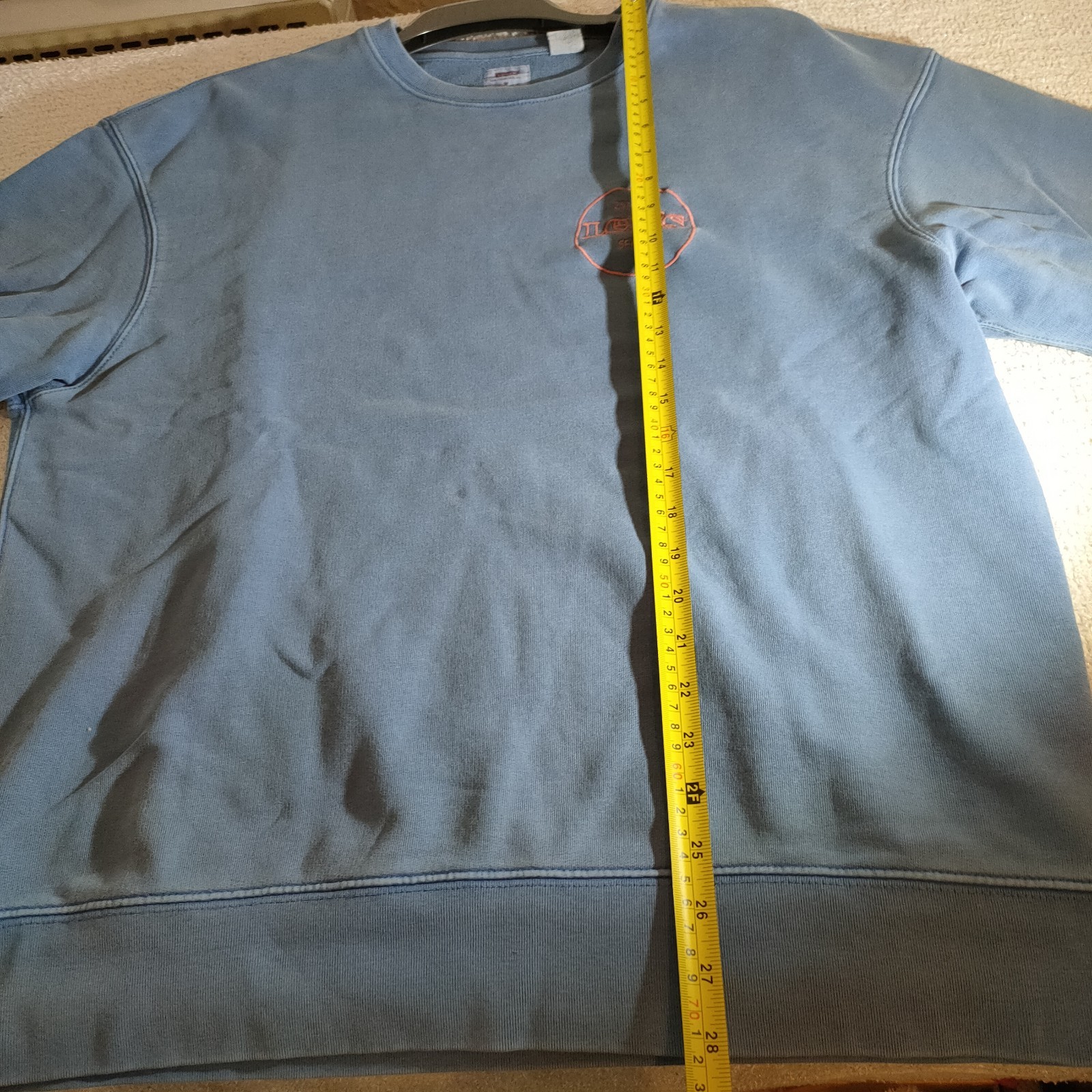 Levi’s Embroidered Sweatshirt Size M Blue Pastel Pink Circular Logo Spellout