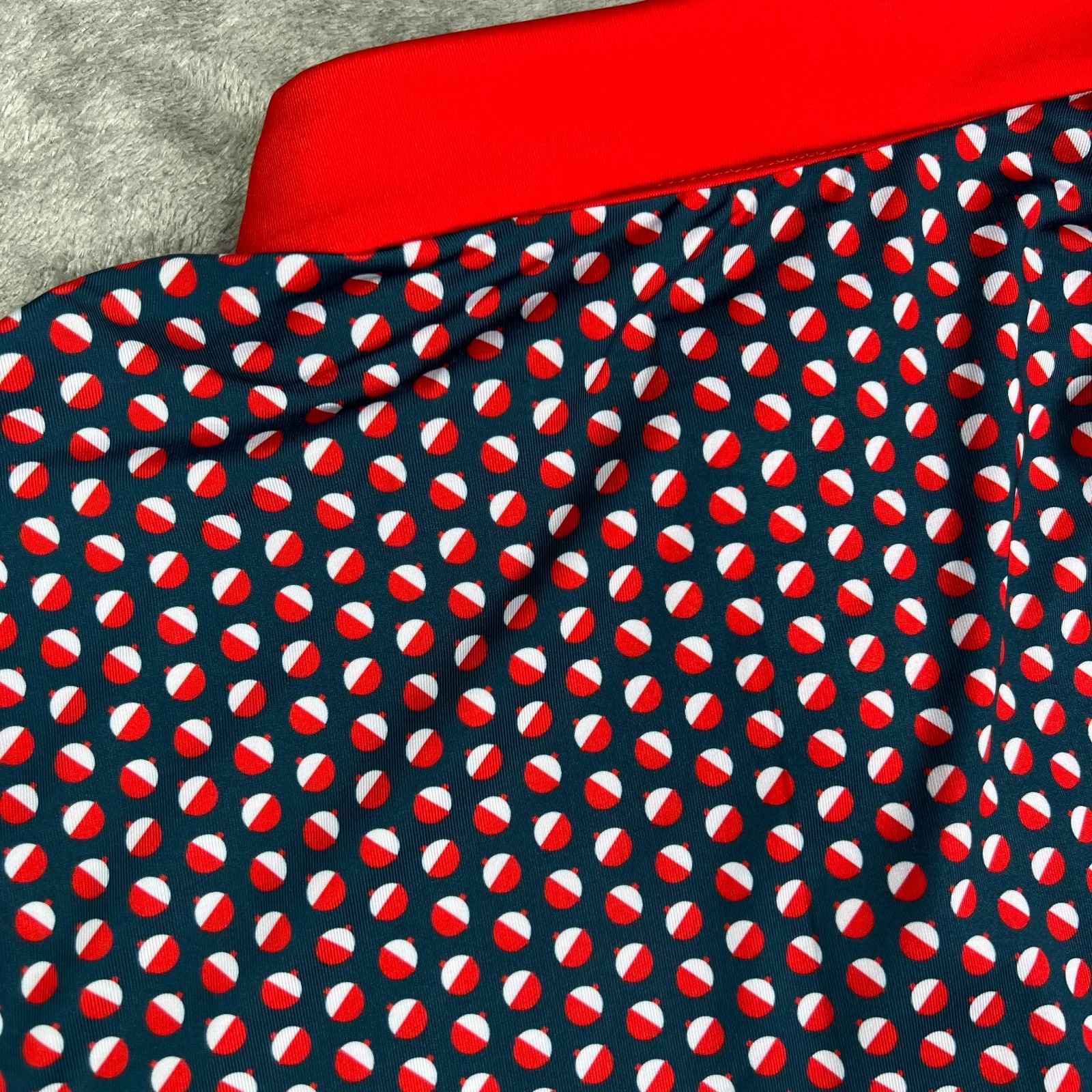 Waggle Polo Shirt Mens Medium Bobby Fishing Print Golf Performance Stretch New
