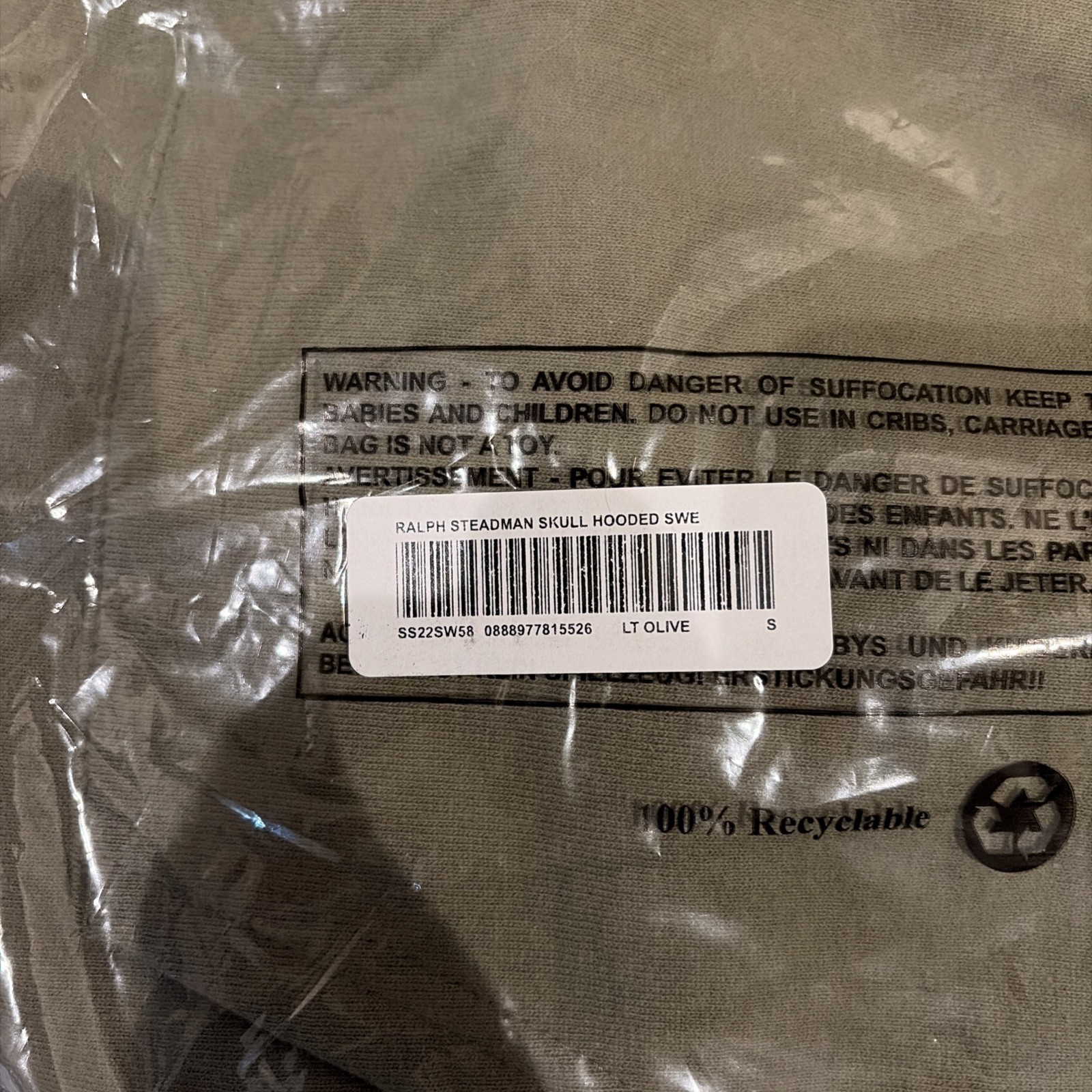*SEALED* Supreme Ralph Steadman Skull Hooded Sweatshirt SS22 Light Olive Size S