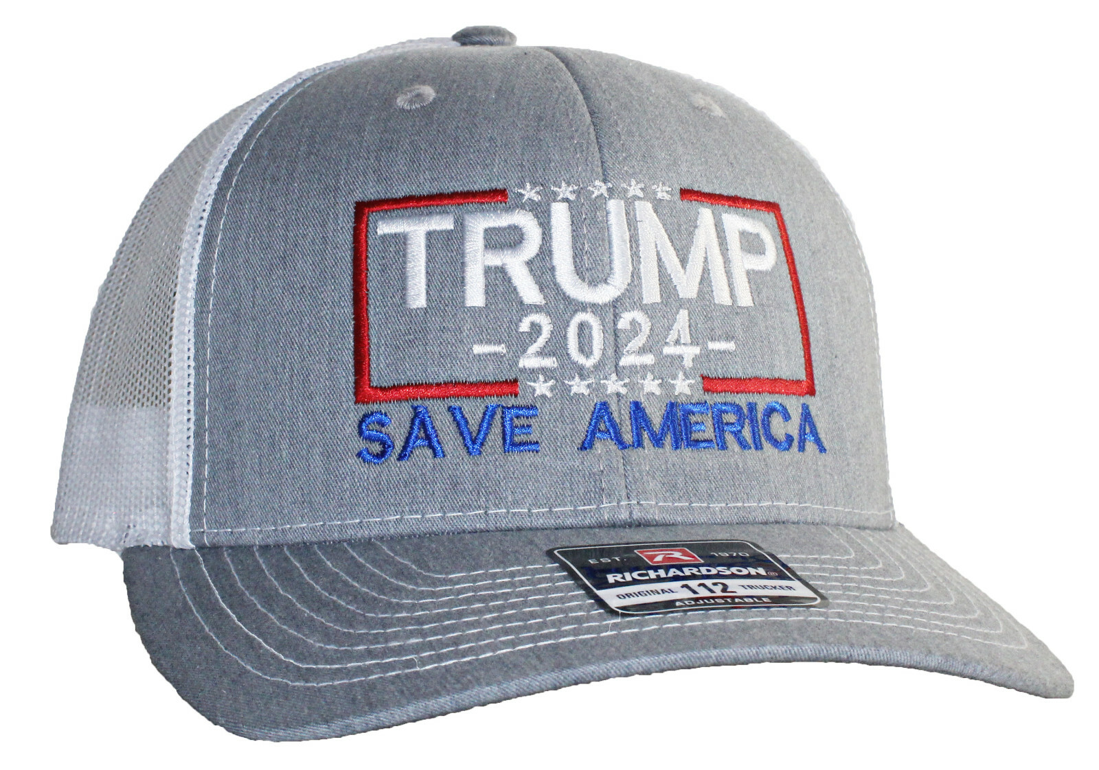 Tropic Hats Adult Embroidered Trump 2024 Save America 6 Panel Trucker Cap