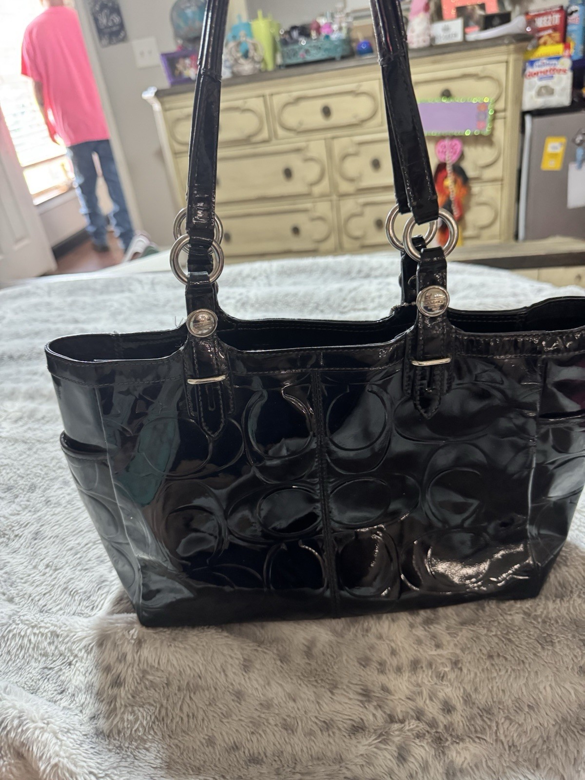 Coach Black Patent Leather Embossed Authentic Tote