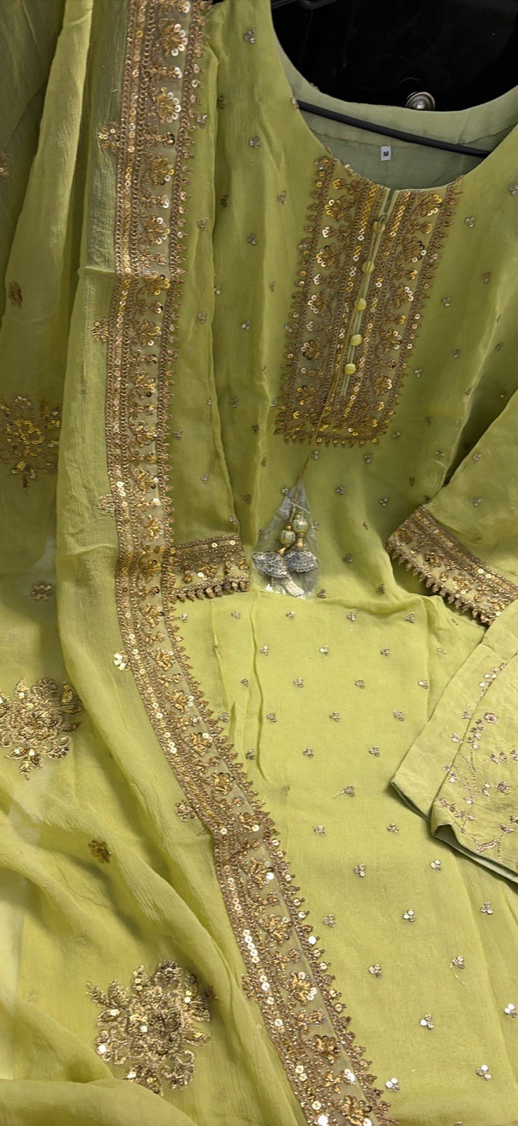 Indian Pakistani Traditional Mehndi Wedding Party Wear Salwar Kameez Suit M New