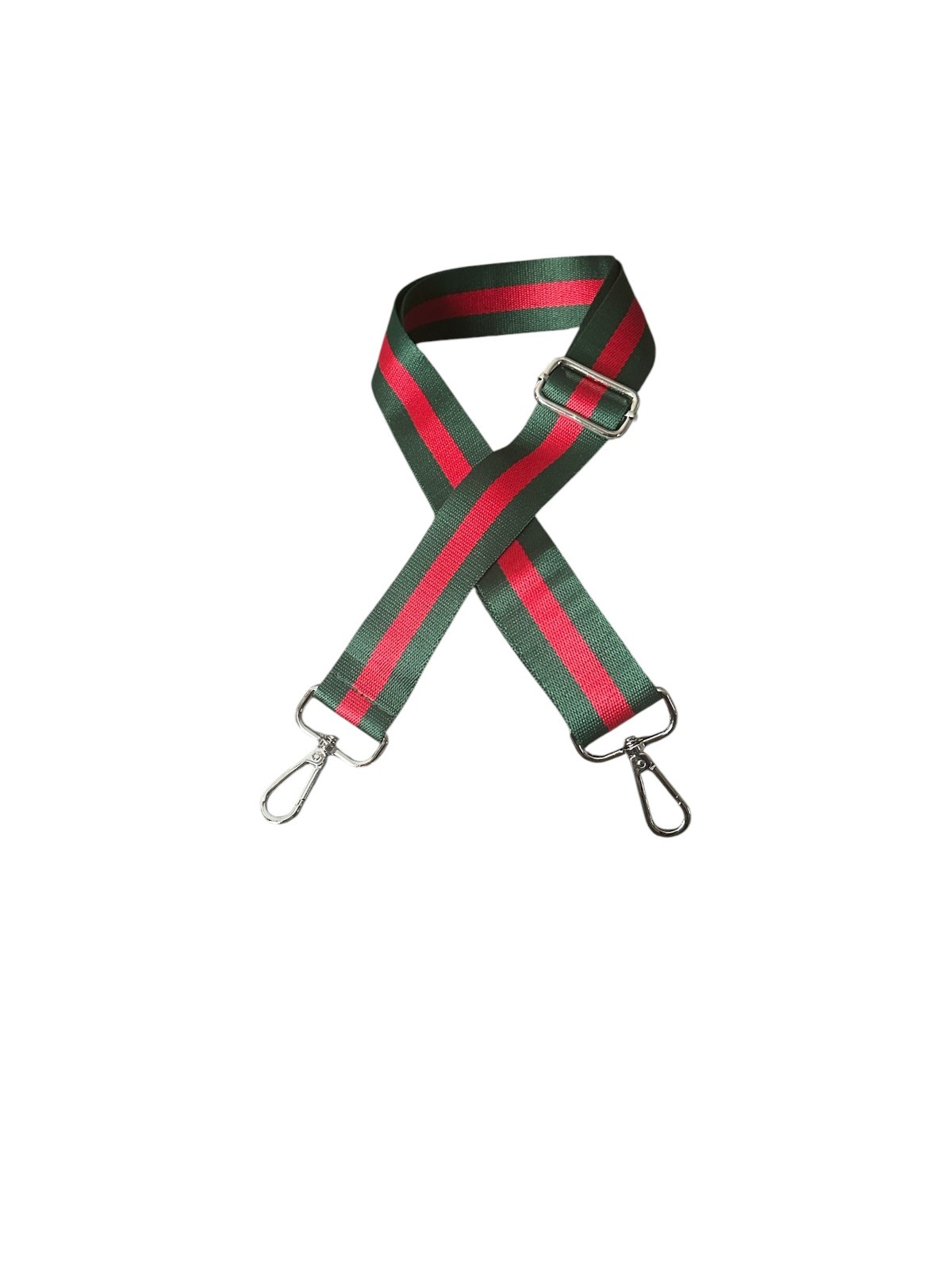 Replacement Web Green & Red Strap W/Silver Tone Hardware For Designer Bags NWT