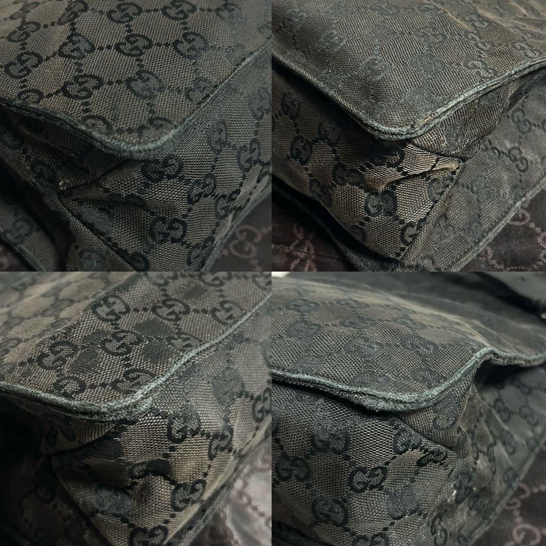Gucci Silver Hardware GG Canvas Leather Shoulder Bag Pochette