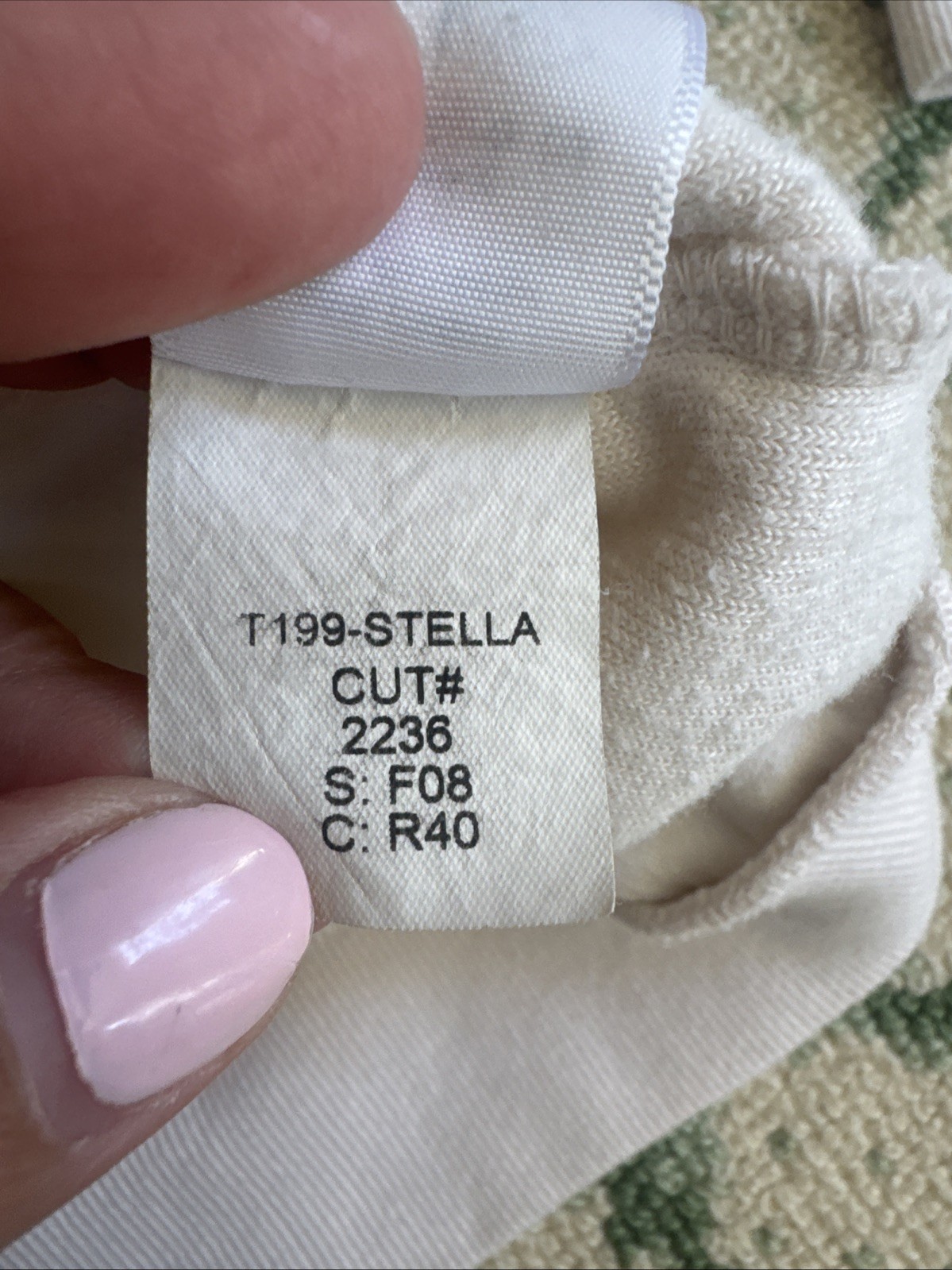 PERFECT WHITE TEE Stella Velour Crewneck Sweatshirt Ivory Sz L USA