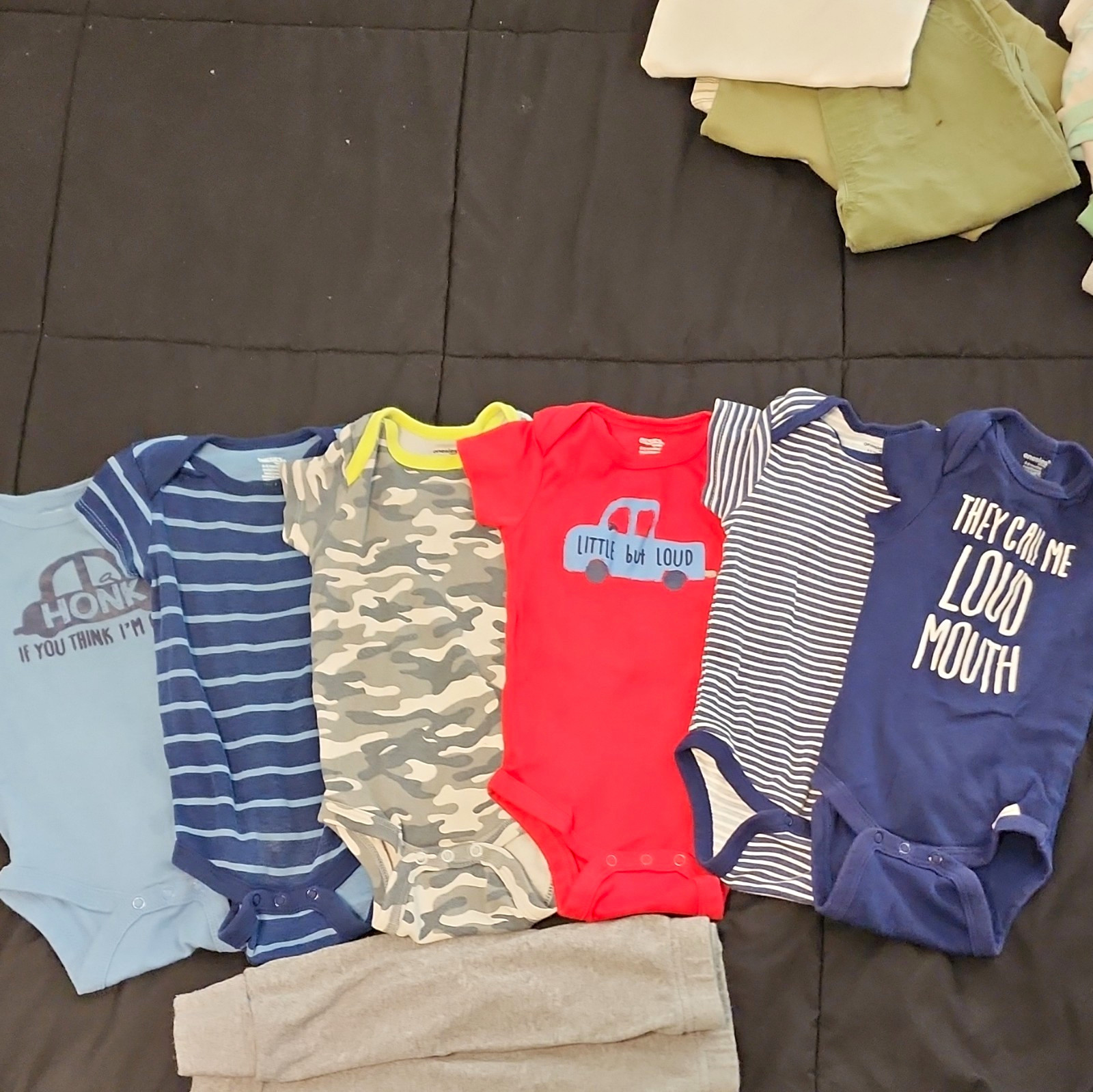 Brand Baby Boy Bodysuits Lot 6-9M Cotton Graphic Camo Stripe Multi