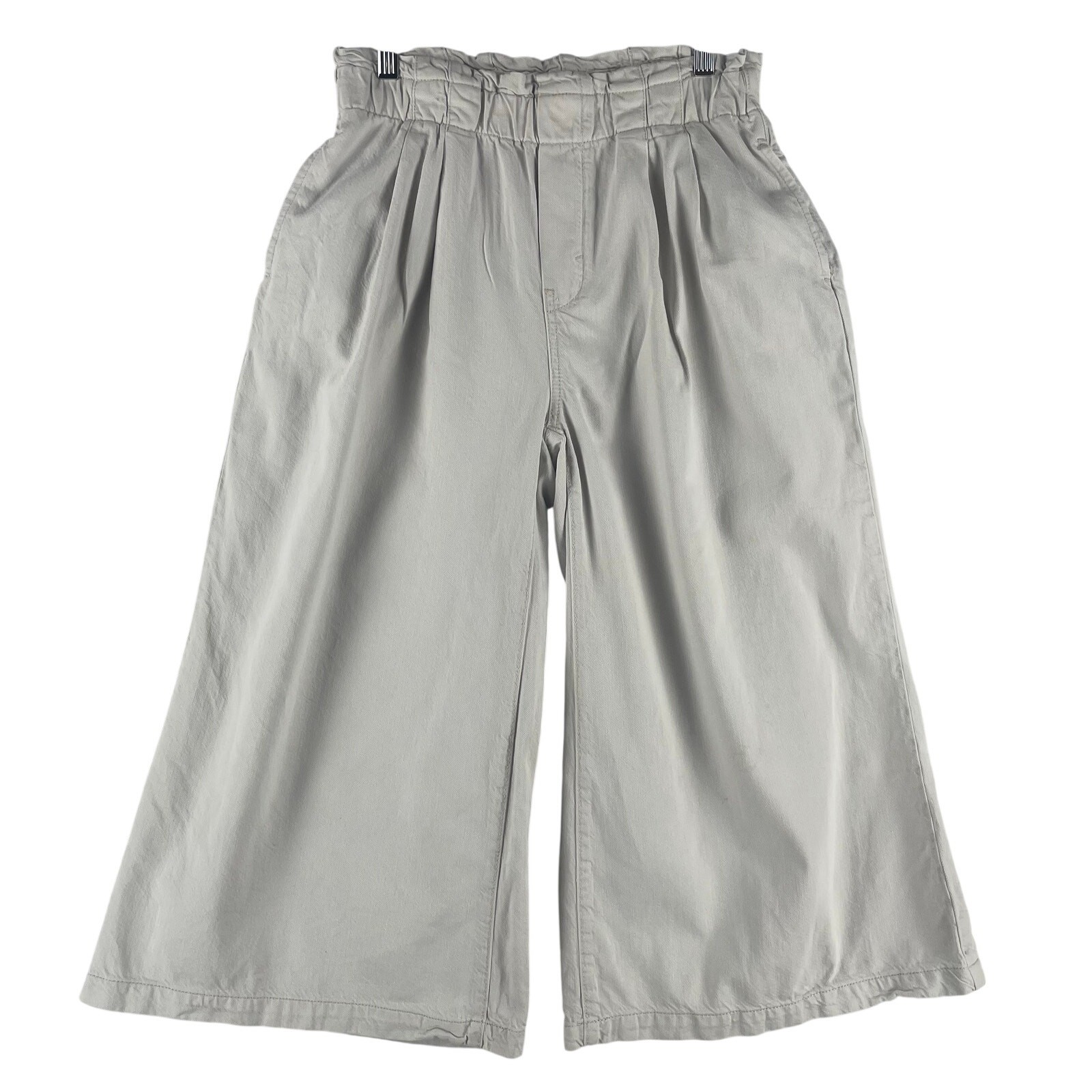 Pilcro WMNS Paperbag Wide Leg Crop Pants XS Cream Stone Pleated Anthropologie