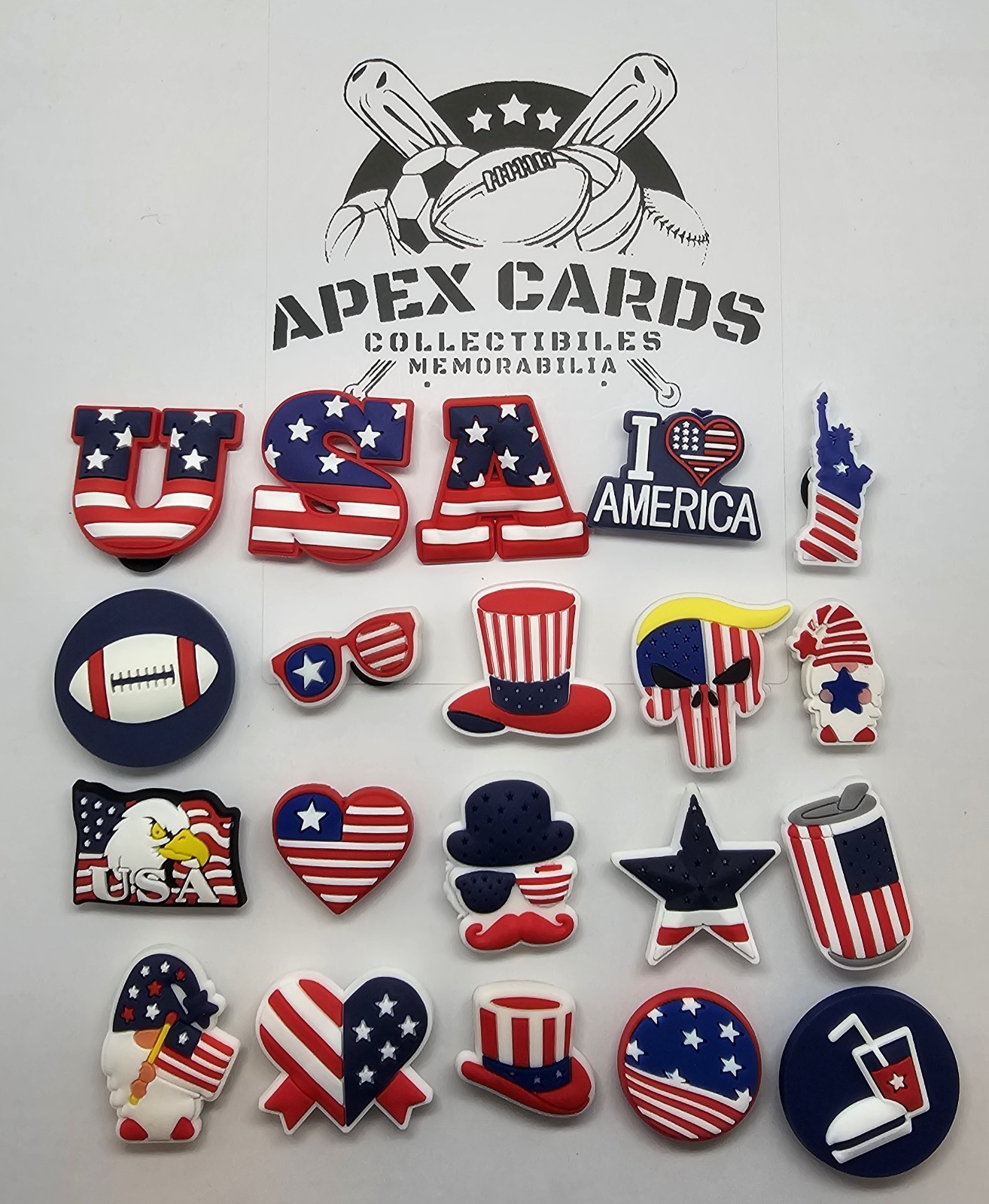 20 Piece U.S.A. Croc Charms & 10 Piece Bracelet Set