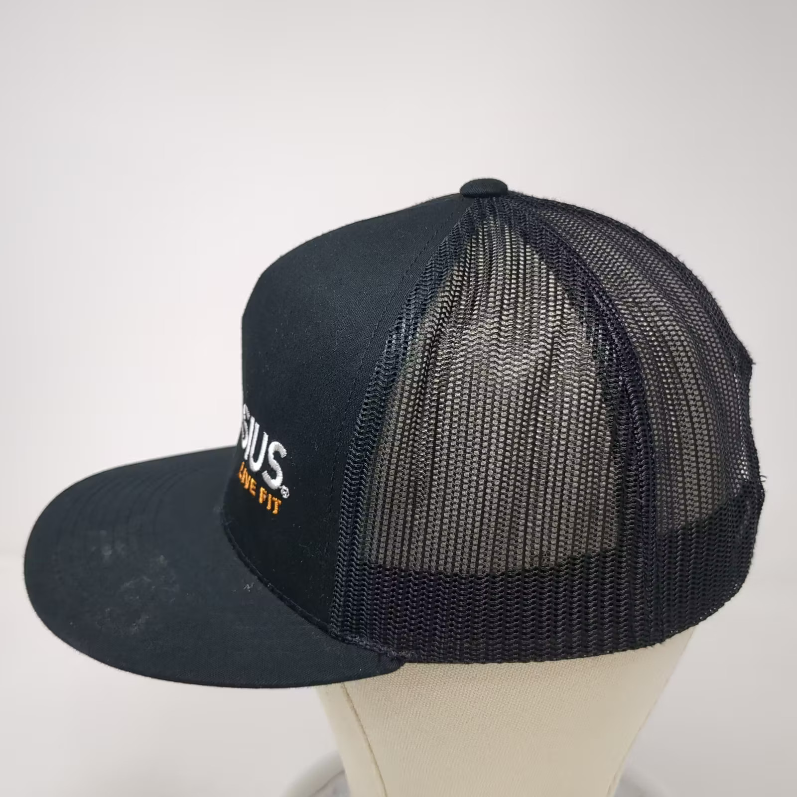 Celsius Live Fit Trucker Hat Black White OS Snapback Mesh Embroidered Adjustable