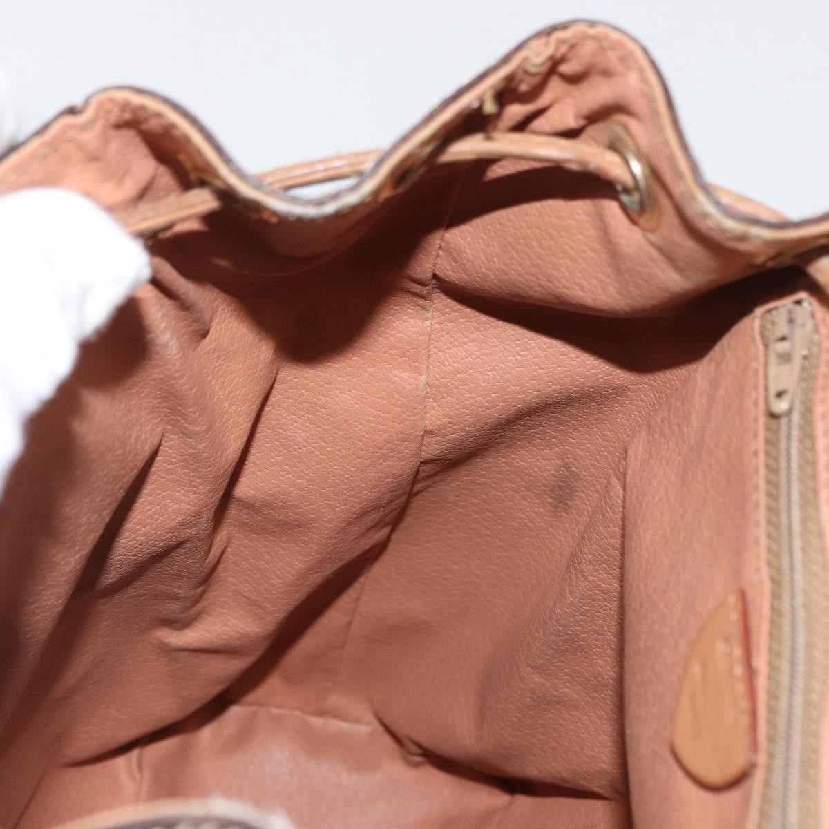CELINE Macadam Canvas Backpack PVC Leather Brown Gold Auth 164150