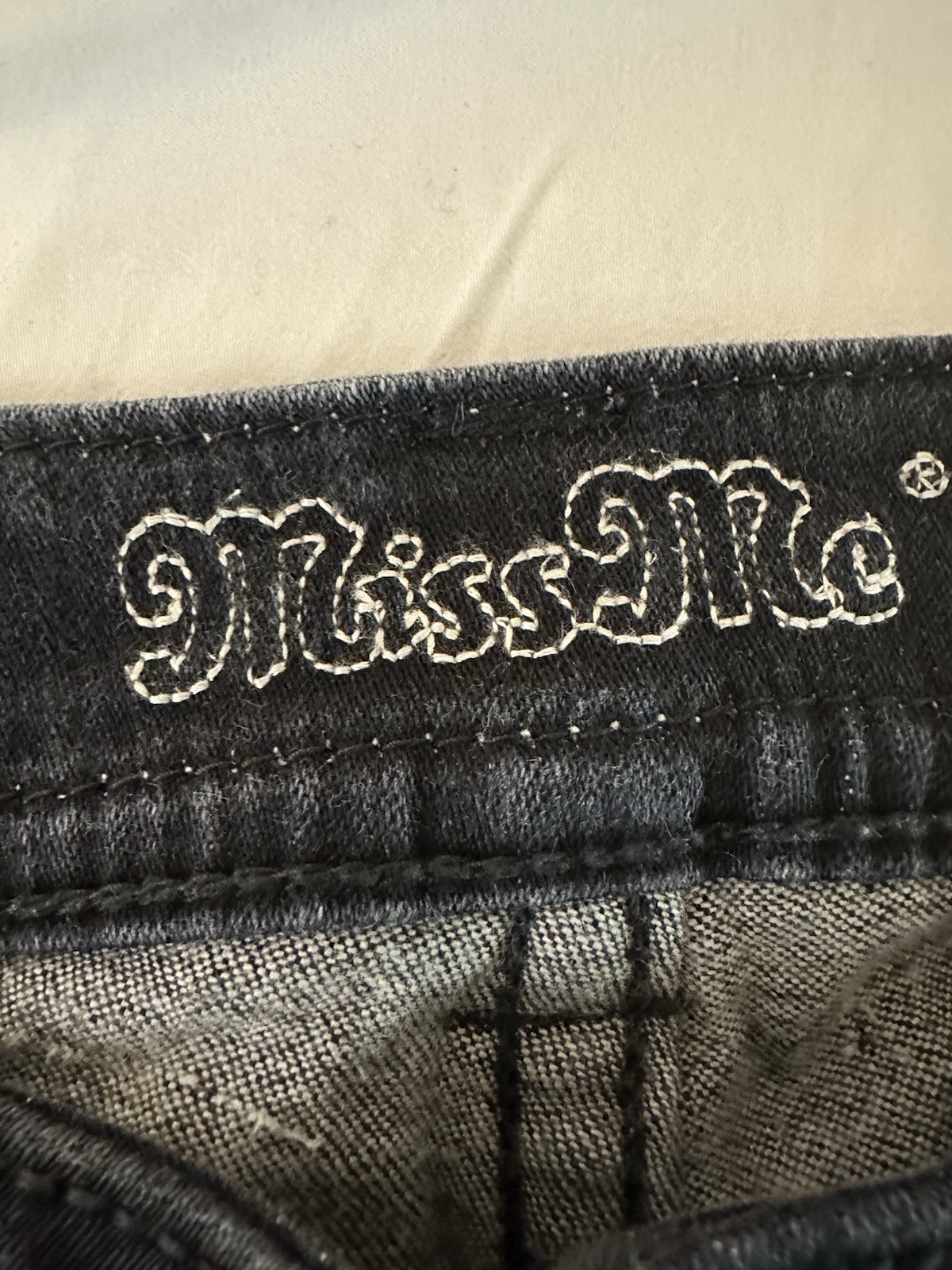 Miss Me Women Bootcut Jeans Black Dark Wash Low Rise Stretch Rhinestone 28