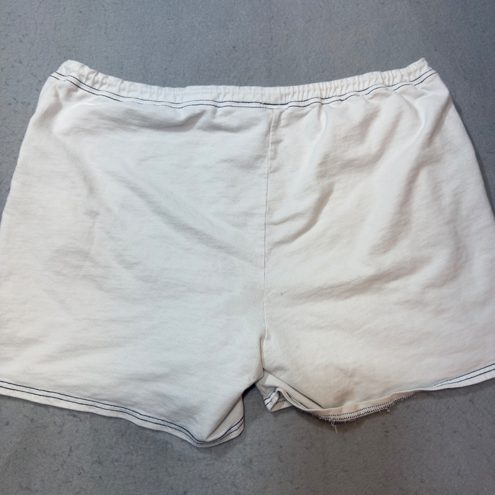 Norsport Womens Plus 1X White Cotton Knit Drawstring Shorts Contrast Stitching