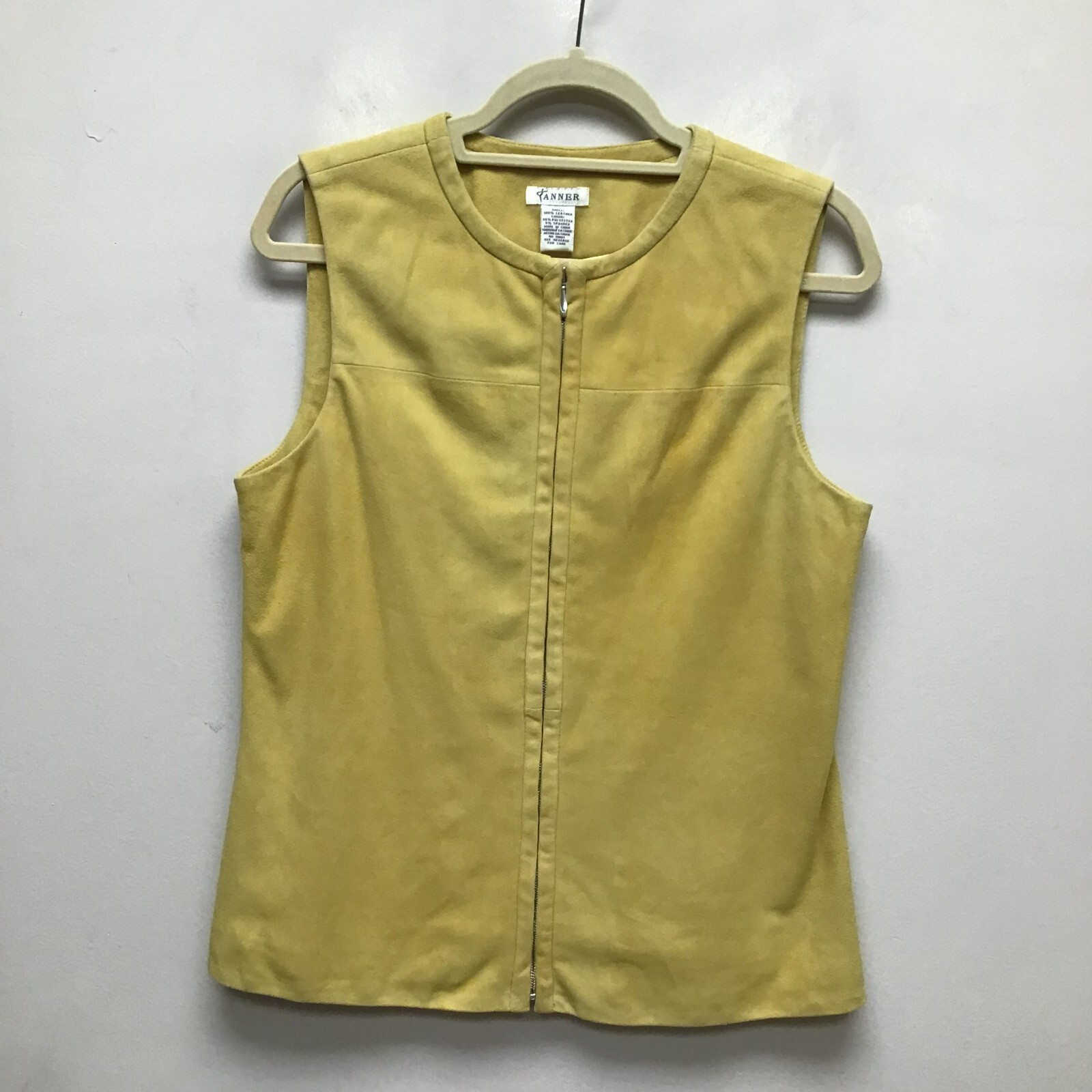 Tanner Gold Sleeveless Inner Pockets Full Zip Lined Leather Shell Vest M $650