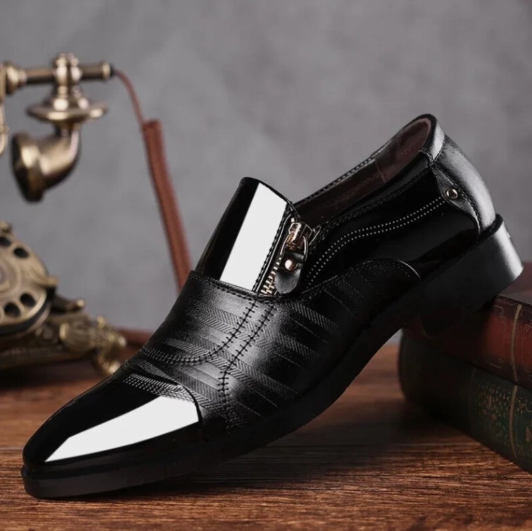 Mens Faux Leather Pointed Toe Oxfords Loafers Business Formal Dress Suit Shoes