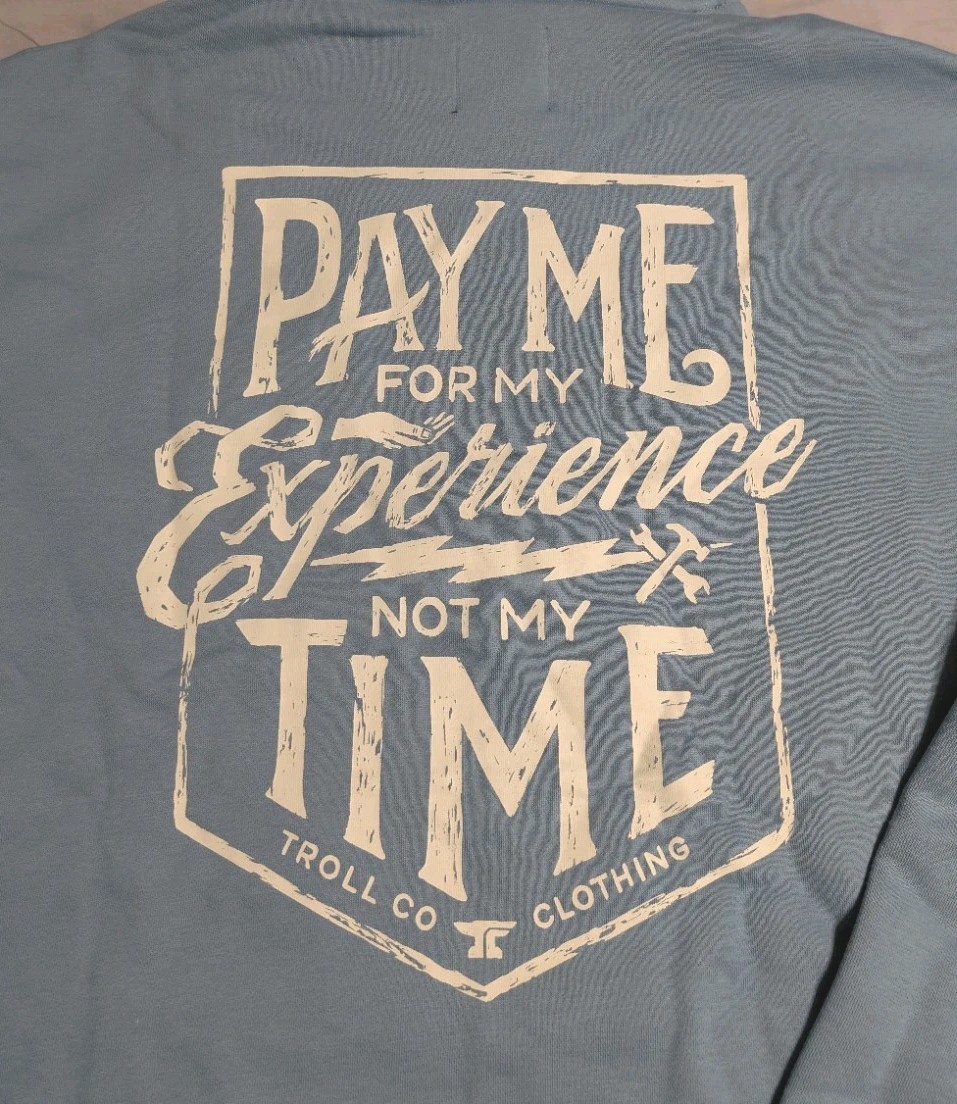 Troll Co Clothing Pay Me For My Experience Hoodie Blue Mens 2XL NWT