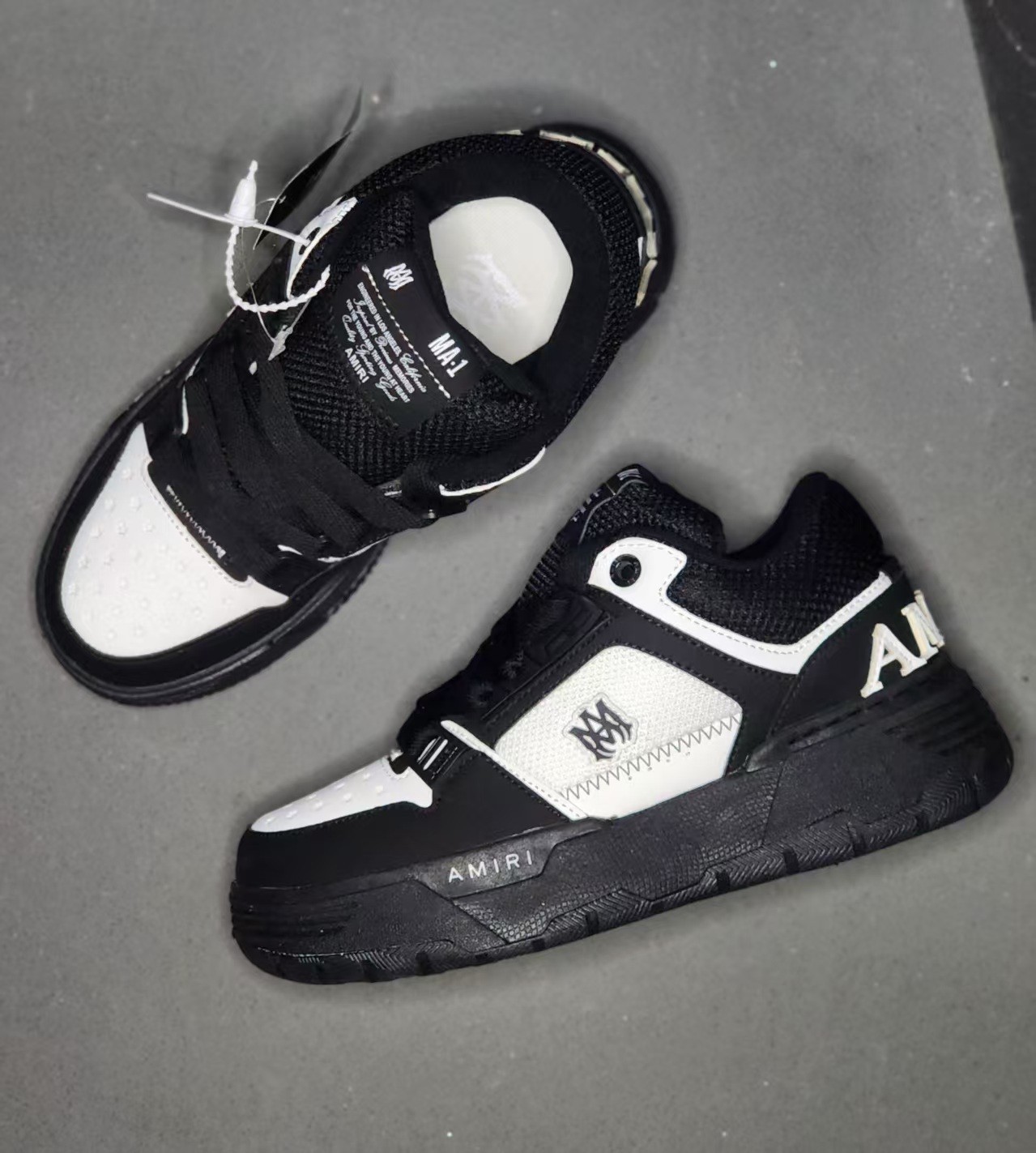 Amiri MA-1 Black White Mesh Panel Skate Sneaker Chunky Platform Rubber Sole 10
