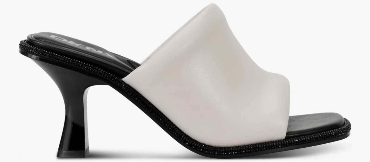 DKNY Women’s Reading Evening Heeled Sandal Mule – Soft White – New In Box