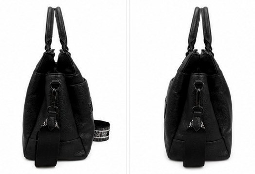 Steve Madden Black Pebbled Faux Leather Satchel Crossbody Tote Shoulder Bag