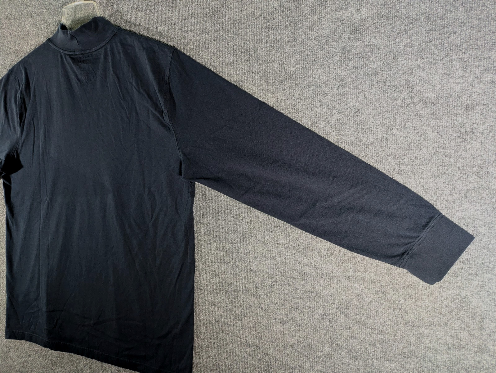 LL Bean Mock Neck Shirt Mens Large Navy Long Sleeve Tee 100% Cotton 508112