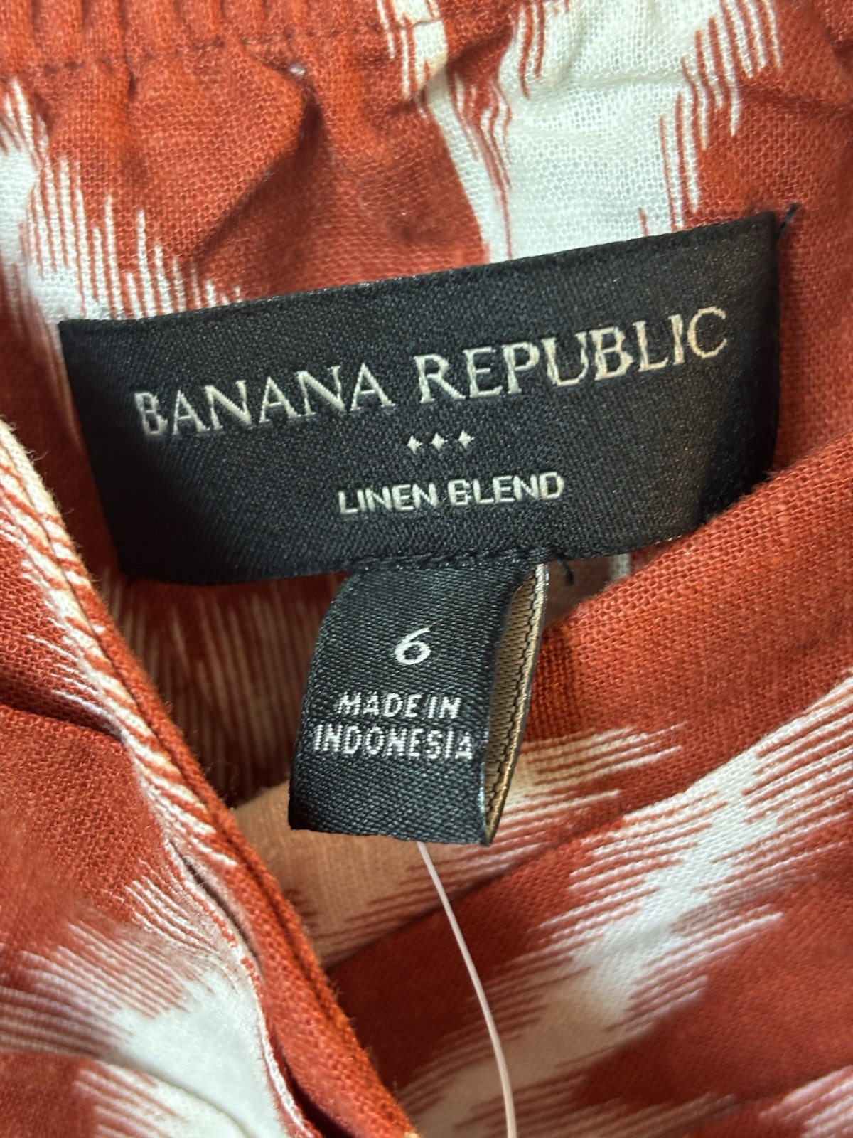 NWT Banana Republic Linen Blend Abstract Print Rust Cropped Top Size 6 Festival