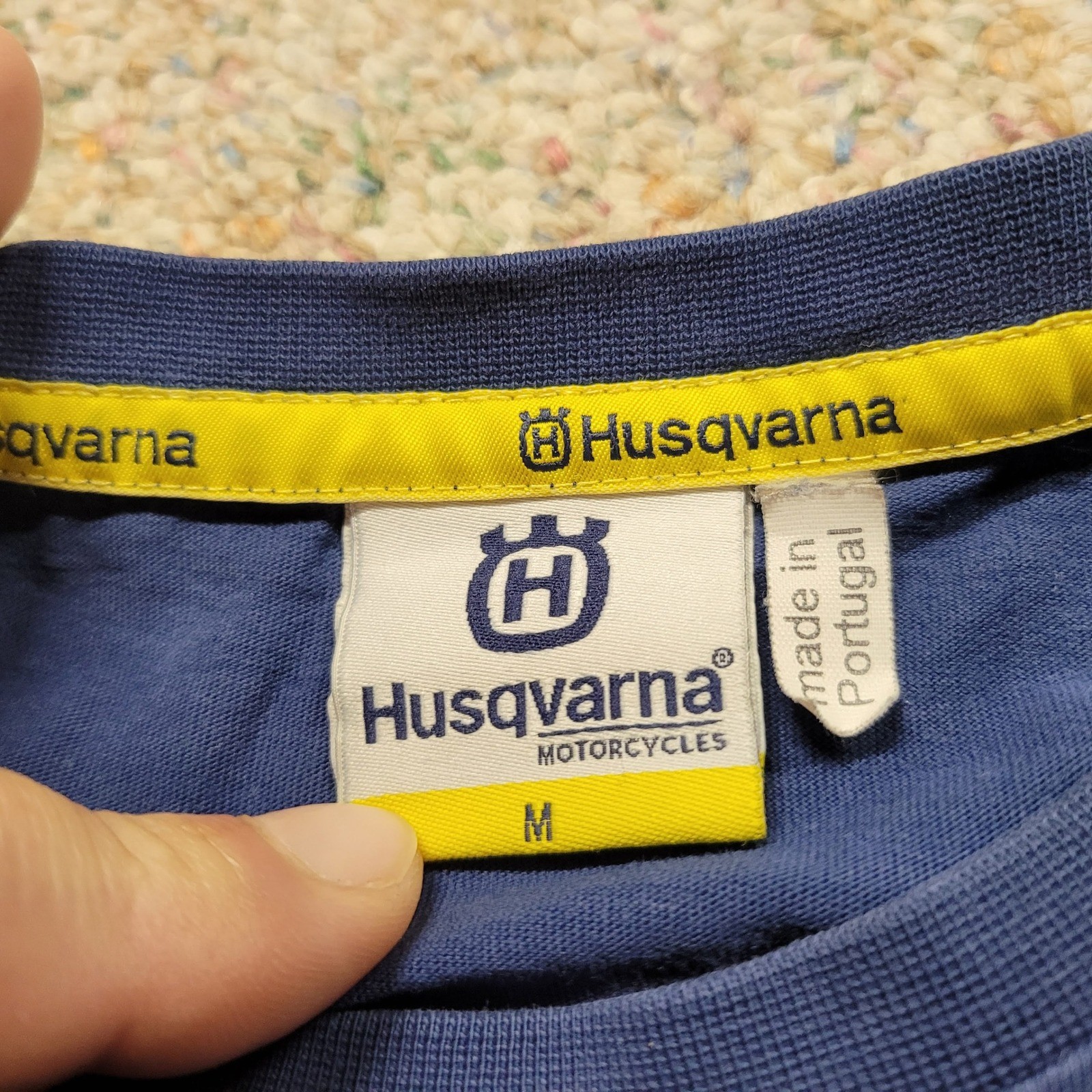 Husqvarna Motorcycles Shirt Mens Medium Blue Graphic Tee Distressed Moto Biker
