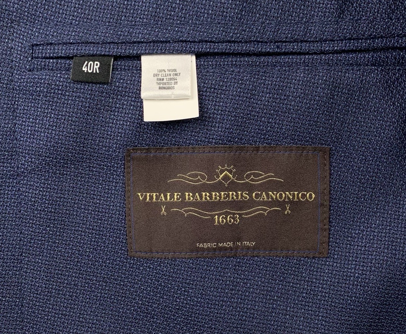 Mens 40 R Bonobos X V.B.C. Royal Navy Hopsack Knit Patch Pocket Slim Fit Blazer