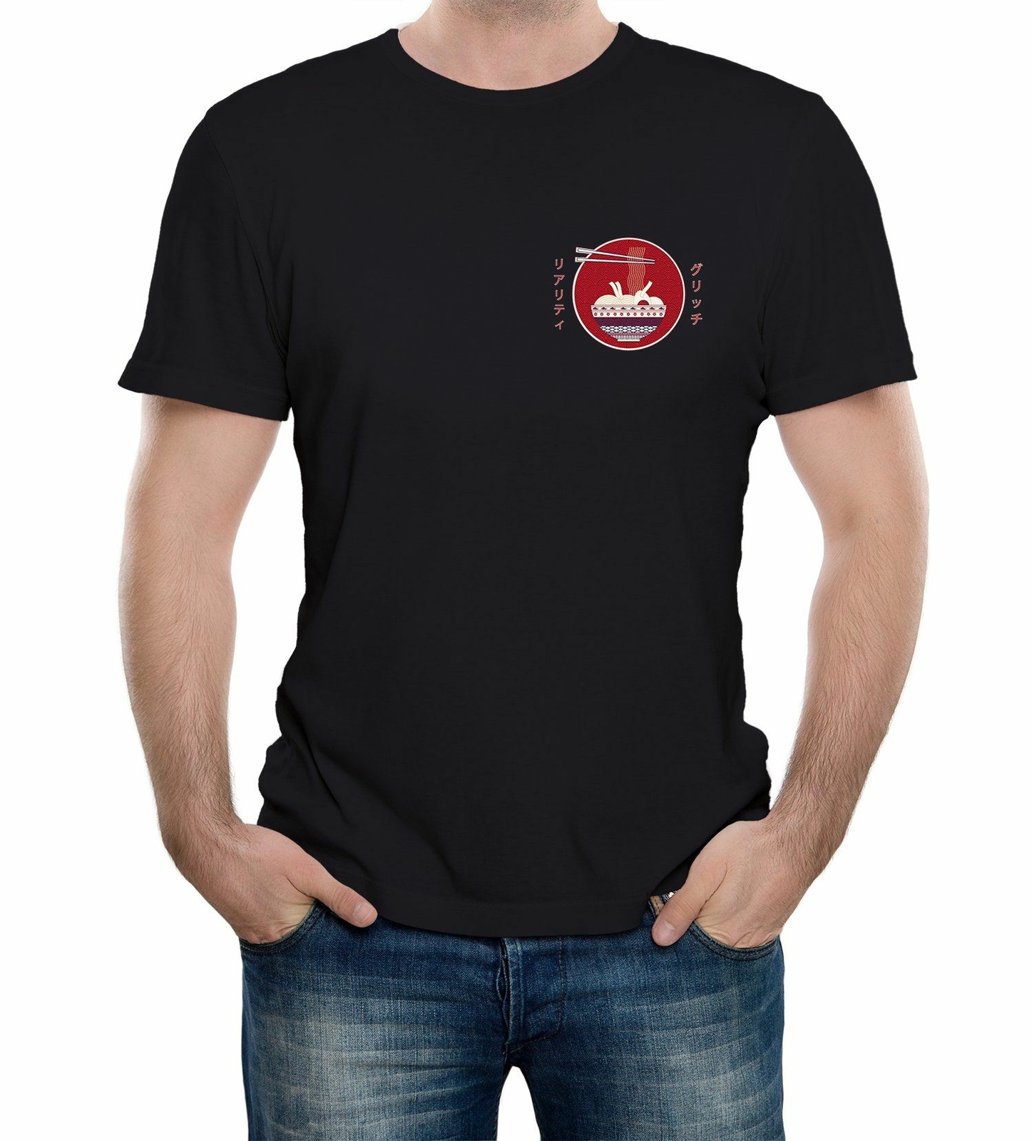 Reality Glitch Japanese Ramen Noodle Mens T-Shirt Anime Manga Cool Food Japan